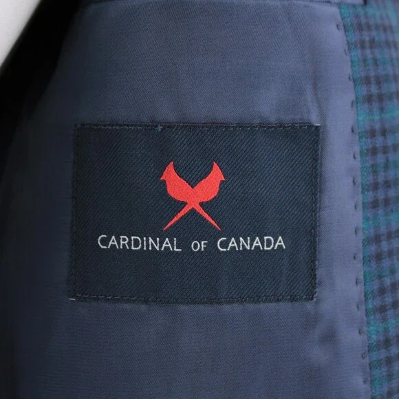 Cardinal of Canada NWT 100% Wool Sport Coat Size 38R US In Blues w/ Teal Plaid
